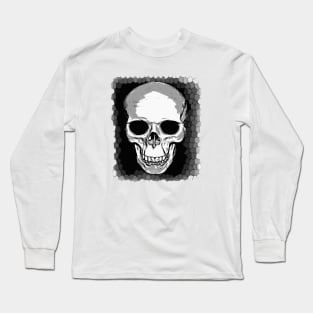 Vector Skull Cranium With Grungy Geometric Background Long Sleeve T-Shirt